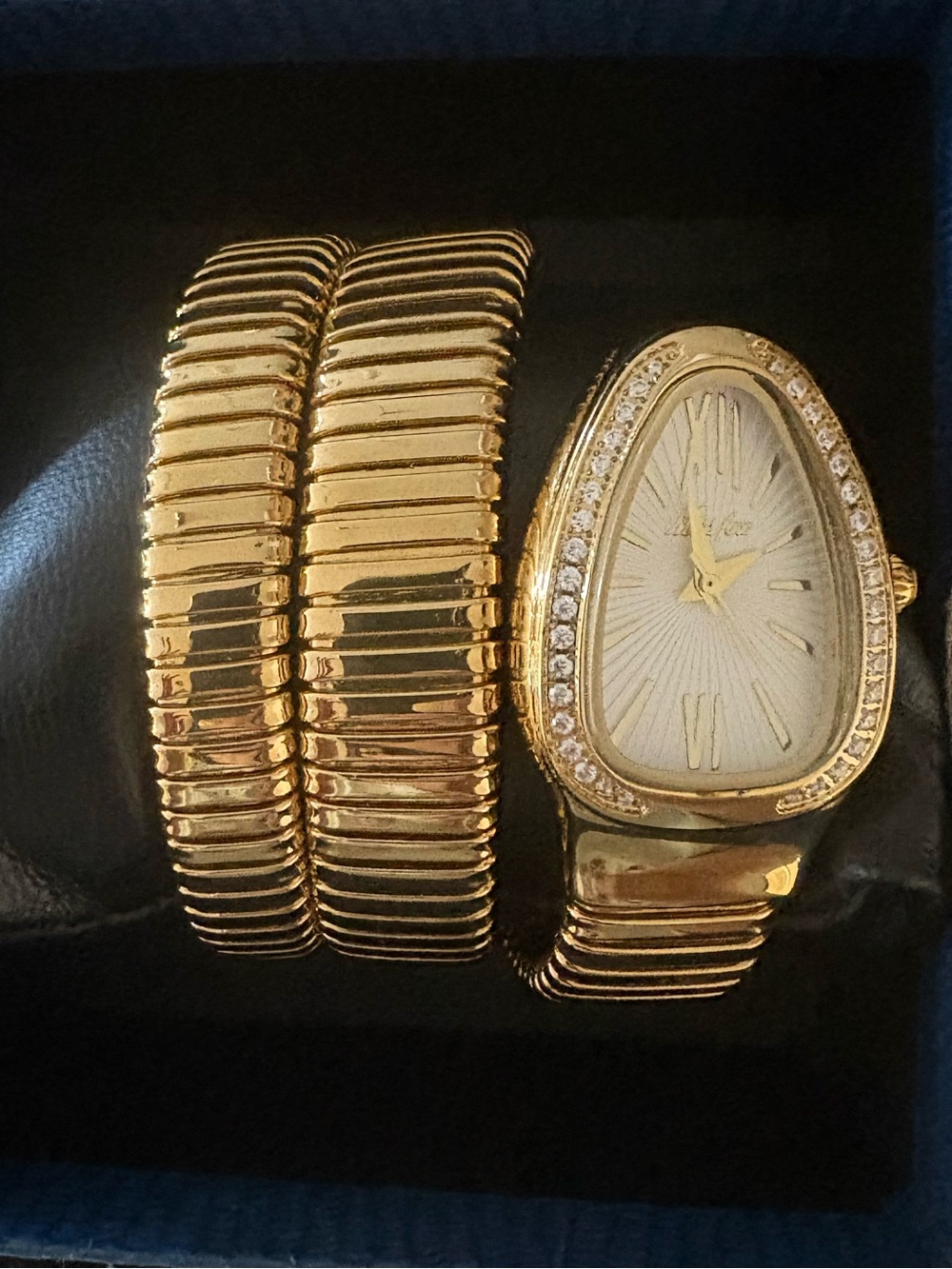 Gold Teardrop Face Stretch Bracelet Watch